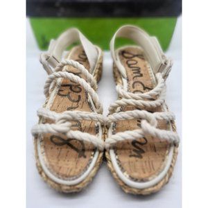 Sam Edelman 6.5 Cristan Round-toe Strappy Espadrille Platform Rope Sandals IVORY